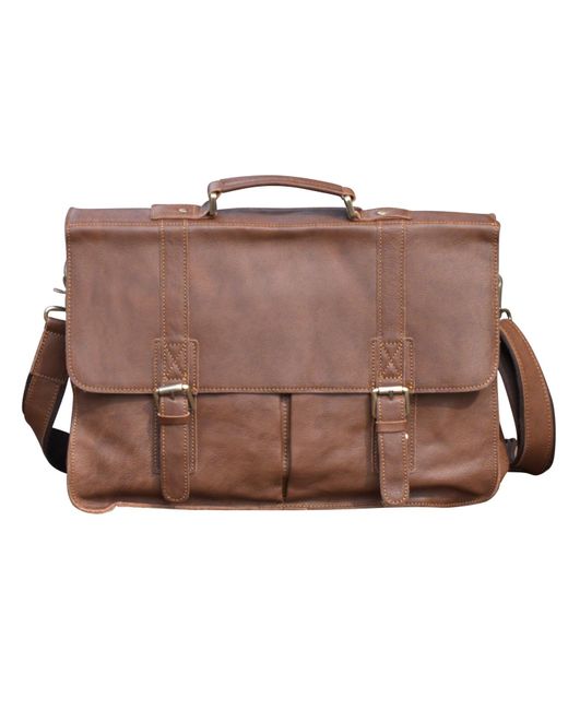 Touri Brown Worn Look Genuine Leather Laptop Bag for men