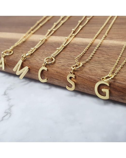Harfi Metallic Vermeil Alphabet Dainty Initial Pendant Charm Necklace