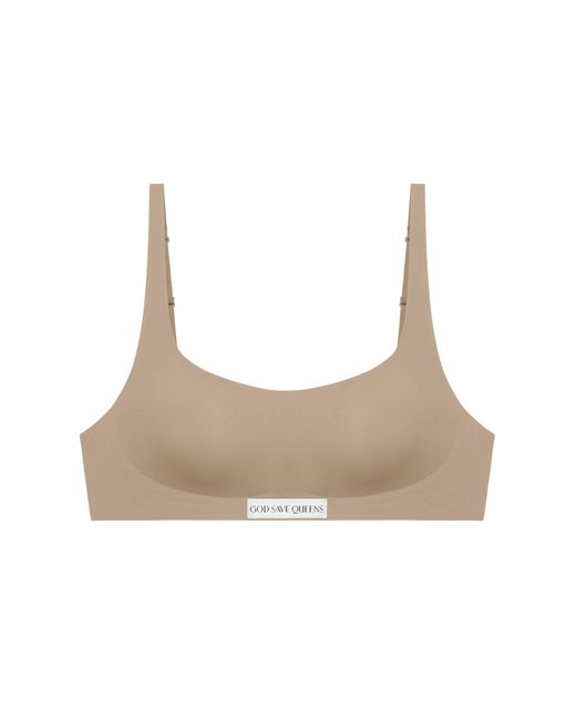 GOD SAVES QUEENS White Neutrals Second Skin Bralette Scoop-Neck Mocha