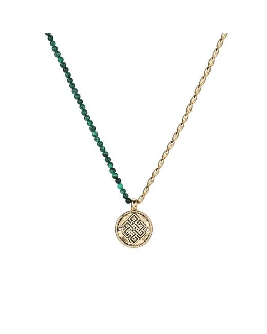 Aurozia Metallic Three Charms Venus Bound The Endless Love Knot Crystal Beaded Necklace Malachite