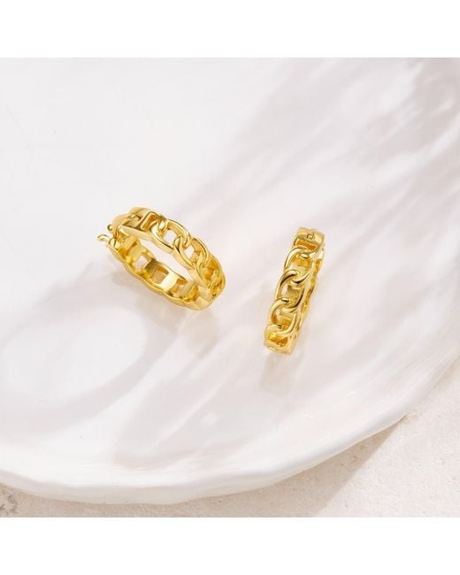 Posh Totty Designs Metallic Curb Chain Link Hoop Earrings