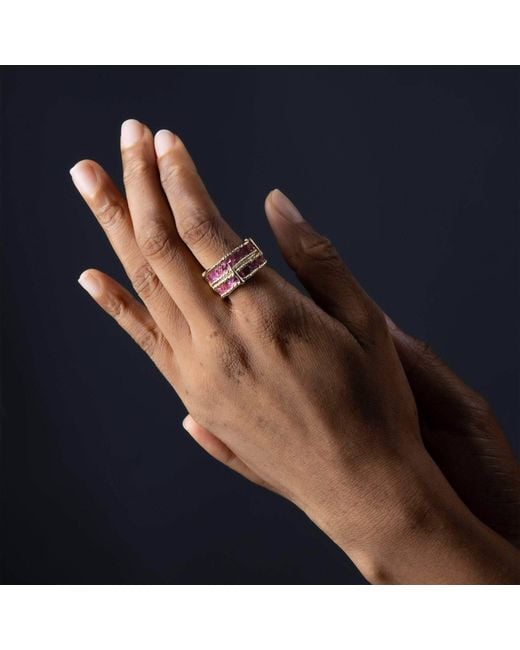 German Kabirski Pink Tartine Natural Raw Ruby Plated Ring