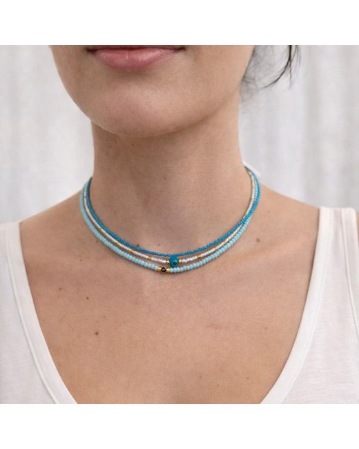 Nuvv Collection Blue Beaded Evil Eye Necklace