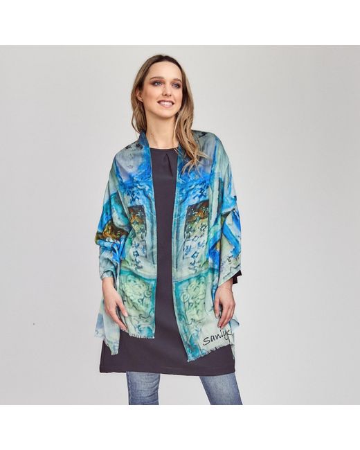 Saniya Khan Blue Themes Of Antiquity Scarf