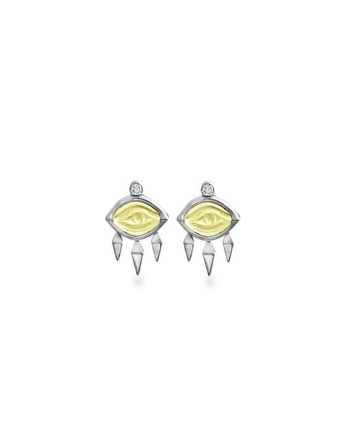 Myrto Katramadou Jewellery White Aegean Eye – Citrine Earrings