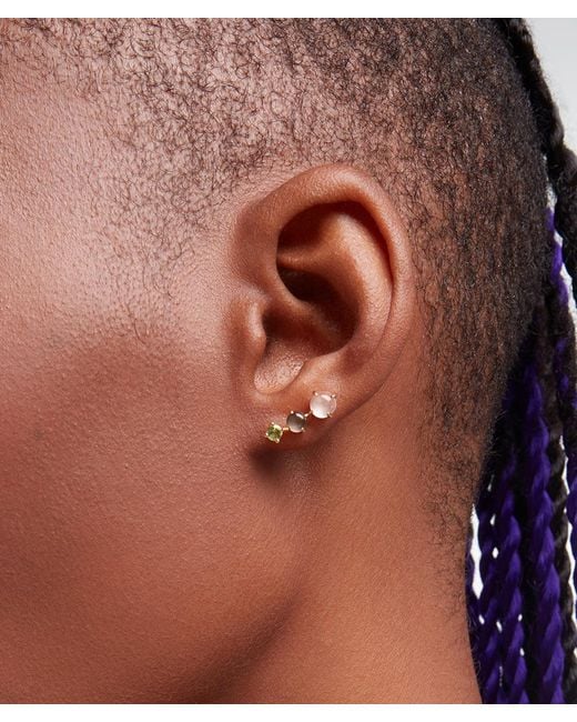 Onia Metallic Rose Quartz, Peridot & Moonstone Tri-Studs