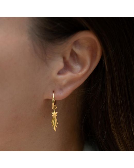 Lily Charmed Metallic Plated Shooting Star Charm Hoop Earrings