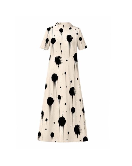 Julia Allert Natural Neutrals Ivory Polka Dot Print Fluid A-Line Dress – Capsule Edition