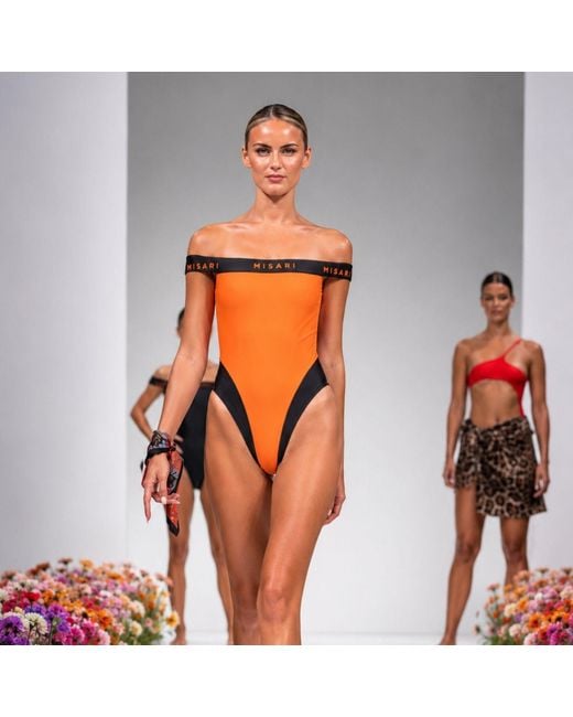 Misari Orange Aura One-Shoulder Swimsuit