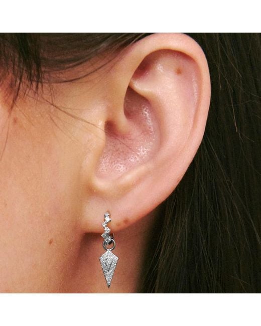 Zohreh White Diamond Rhombus Earring Charm 9K