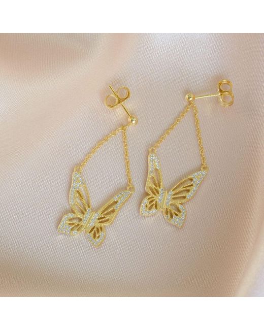 Seven Saints Metallic Graceful Spirit Butterfly Earrings, Rhodium