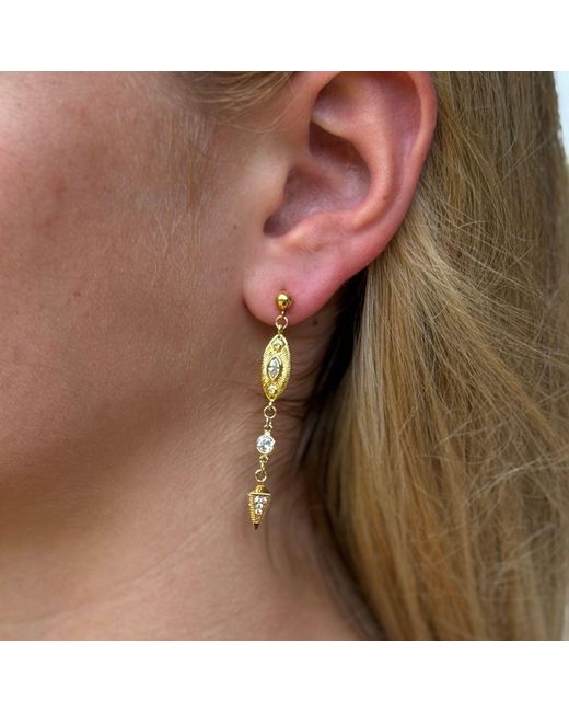 Rachel Nathan Metallic Post: Eye Nouveau & Art Deco Drop Earrings