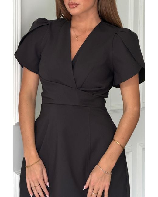 Girl In Mind Black Bridget Twist Font Split Arm Mini Dress