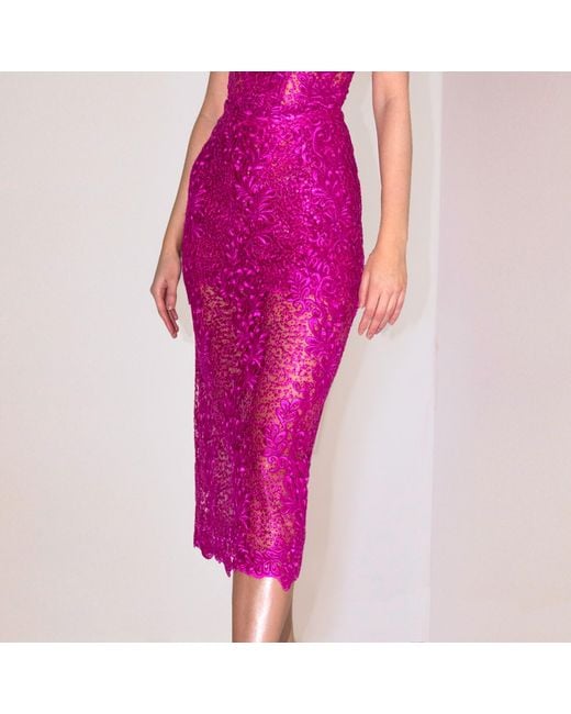 Angelika Jozefczyk Purple Orchidea Lace Skirt Fuchsia