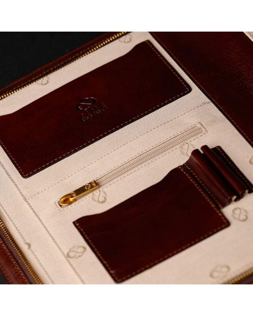 Time Resistance Brown Leather Documents Folder Organizer