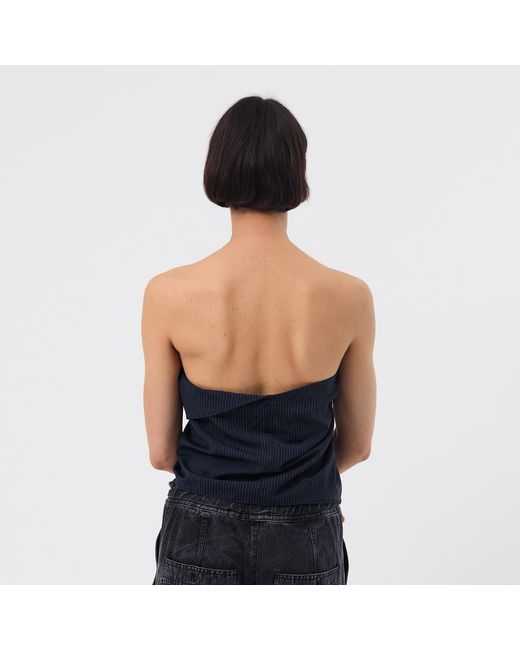 Ccy Currency Blue Halterless Frill Top