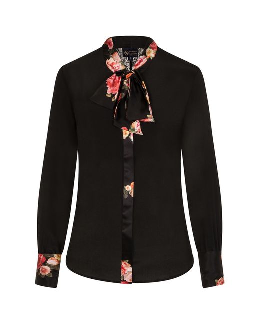 Sophie Cameron Davies Black Peony Silk Bow Blouse