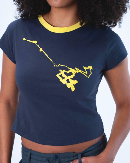 Lilia Munn Blue Cropped Graphic Tee – Organic Cotton