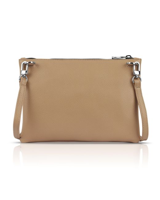 Luis Steven Natural Crossbody Pouch- Sand Pebble Leather