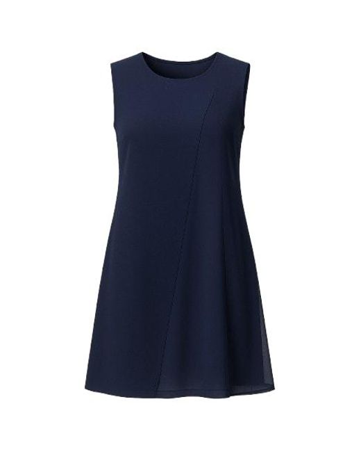 Conquista Blue Sleeveless Sheer Detail Dress
