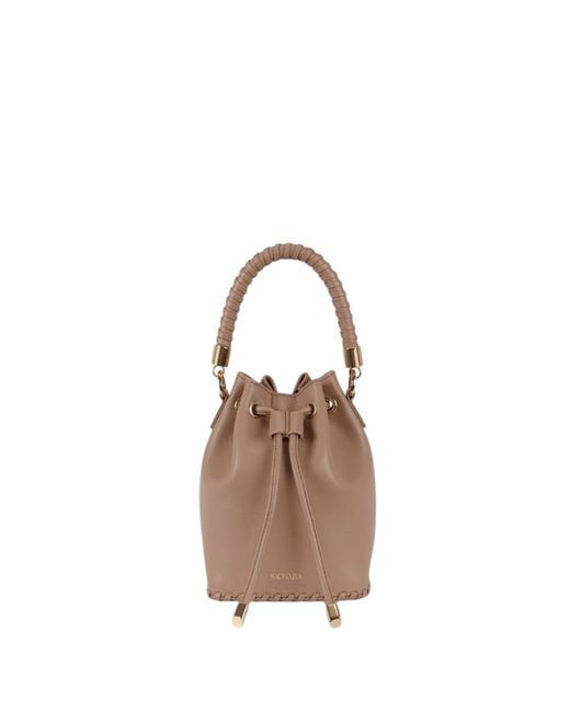 Saonara Brand Brown Neutrals Mini Bucket Bag Moka Leather