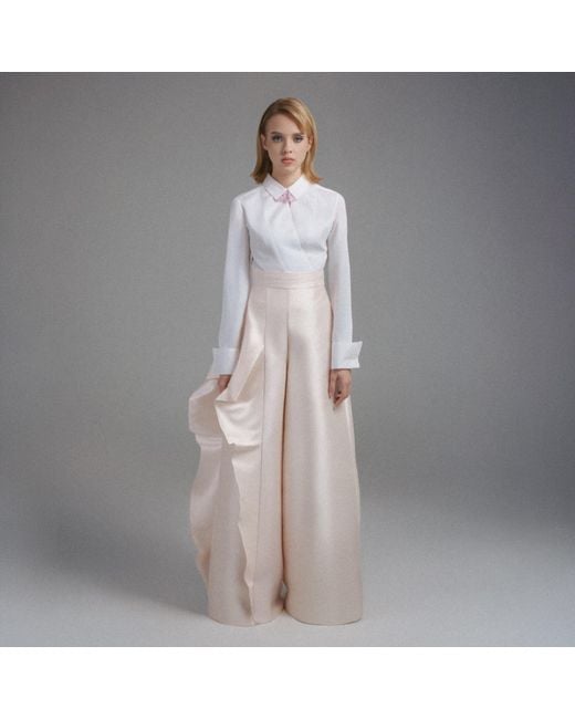 Madebyza Pink Blush Sculptural Wide-Leg Trousers