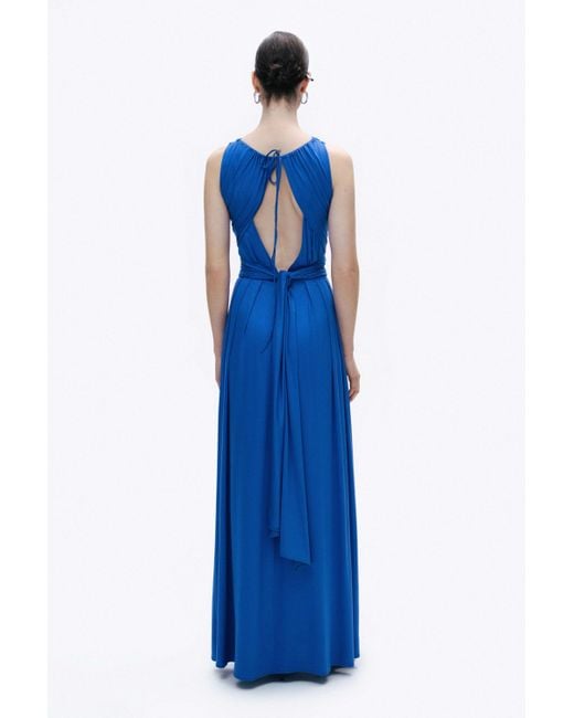 Nocturne Blue Royal Sleeveless Maxi Dress With Waist Detail
