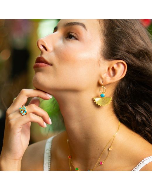 Ebru Jewelry Metallic Cleopatra Sunburst Earrings