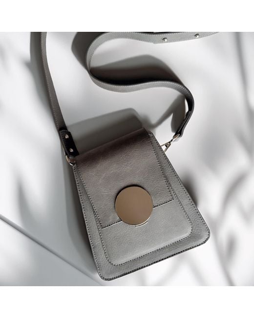 Deanog Gray Yeen Mini Leather Crossbody Bag – Graphite