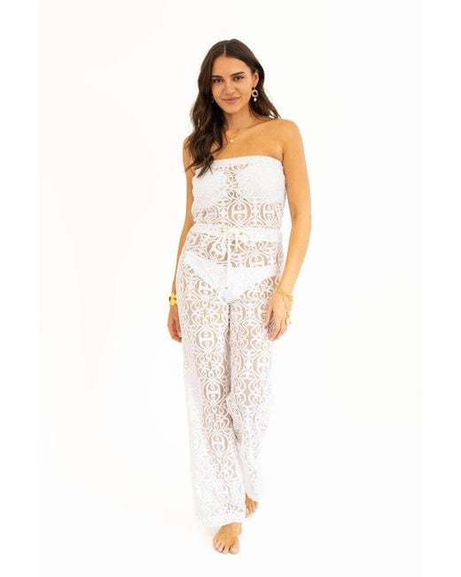 Leyla Maya Ltd White Hattie Bandeau Jumpsuit
