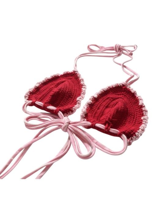 Gunes Swim Red Poppy Petal Bikini Top