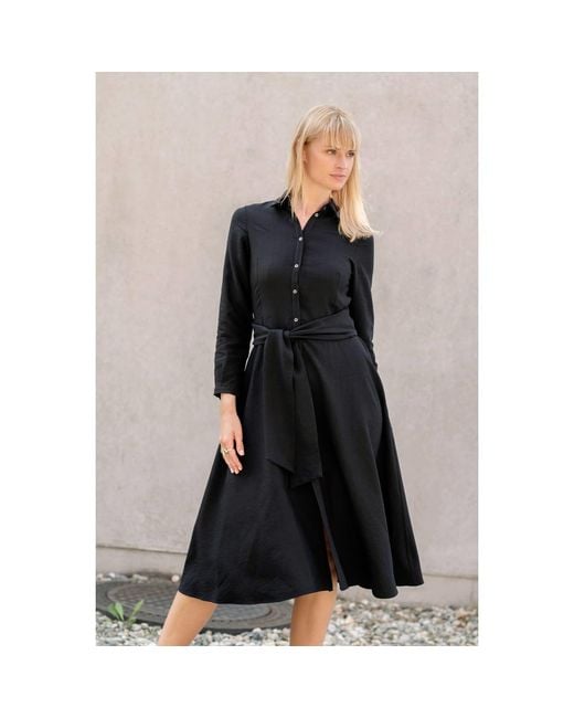 Oh!Zuza Black Echo Midi Shirt Dress With Belt