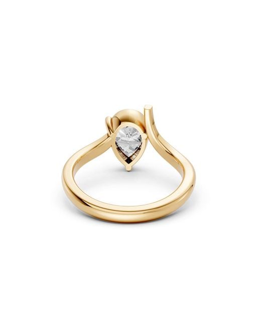 Aya Fine Jewelry Metallic 1 Carat Pear Lab Grown Diamond Bypass Solitaire Engagement Ring