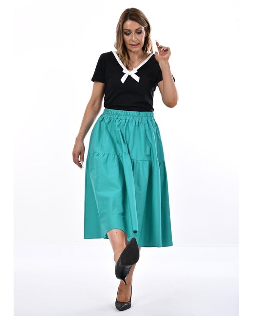 Frock Tales Blue Tahiti Midi Skirt With Pockets