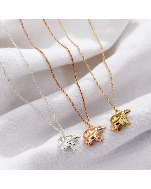 Posh Totty Designs Metallic Yellow Gold Plated Mama Bear & Baby Charm Necklace