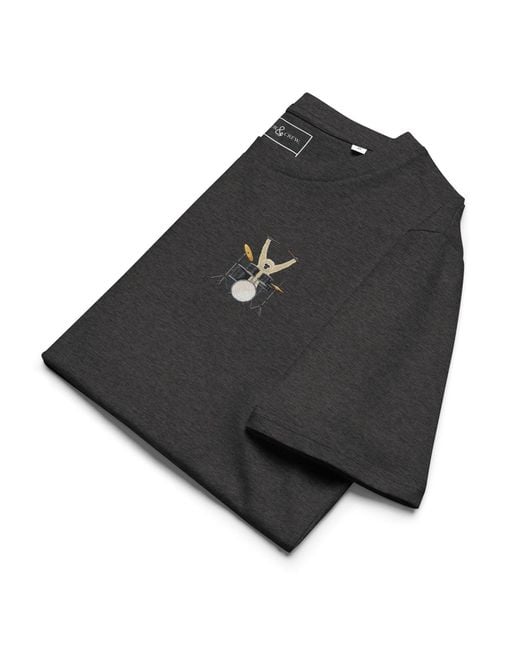 Anchor and Crew Black Heather Drummer Monkey Organic Cotton Embroidered T-Shirt