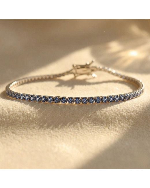 Harfi White Sterling Aquamarine Gemstone Tennis Bracelet