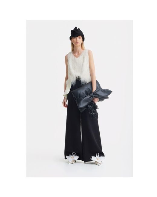 Julia Allert Black Neutrals Statement Waist Wide-Leg Trousers –