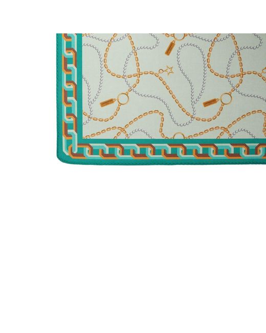 Le Parmentier Green Heritage Chain And Pearls Silk Square Scarf