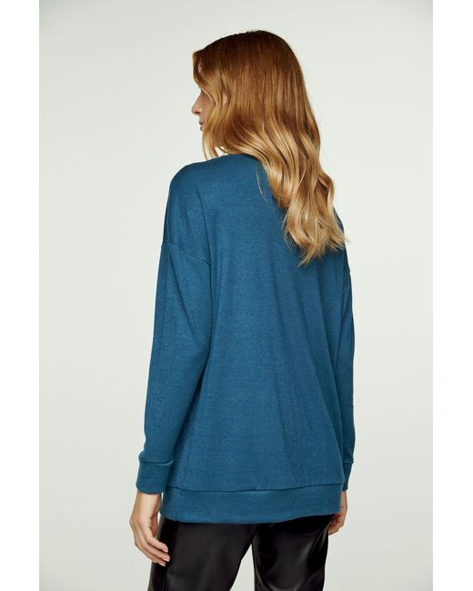 Conquista Blue Petrol V Neck Knit Top