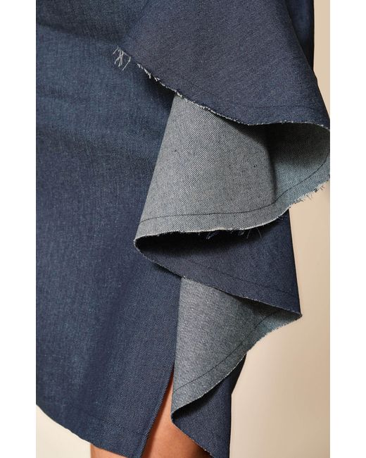 Gunda Hafner Ltd Blue Denim Skirt With Ruffles