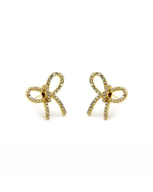 VicStoneNYC Fine Jewelry Metallic Ribbon Stud Vermeil Earrings