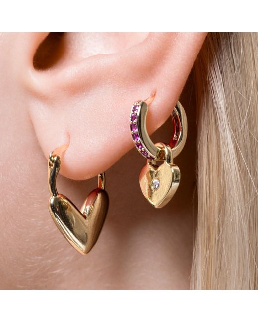 Alexie of Athens Metallic Dede Padlock Heart Hoop Charm