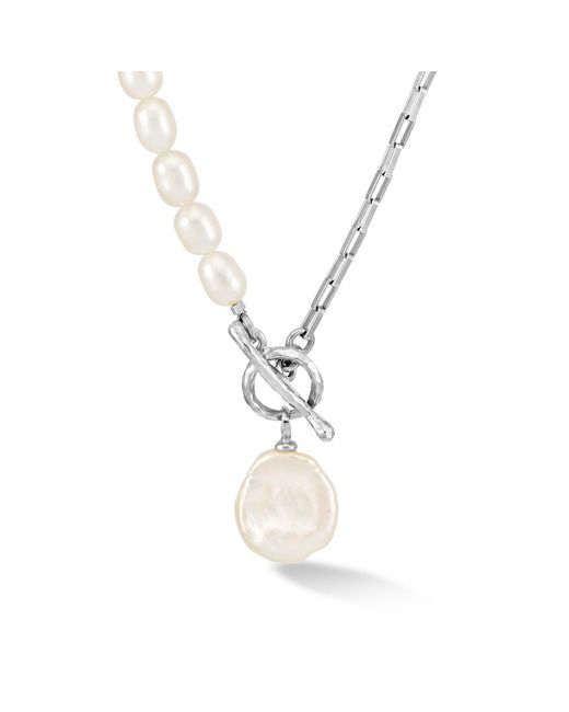 Dower & Hall Metallic Keshi Charm Drop Pearl Luna Necklace