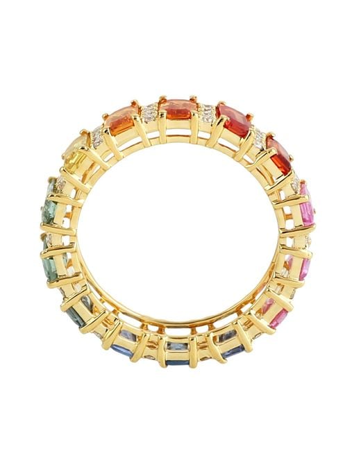 Artisan Metallic Sapphire & Diamond Bar Set Eternity Band Ring