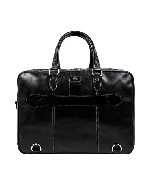 Time Resistance Black Leather Convertible Briefcase Backpack for men