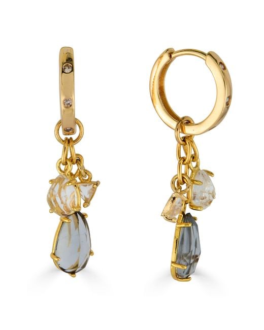 Loni Paul Jewelry Metallic Gemstone Charm Huggie Earrings