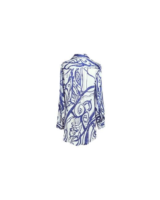 Saniya Khan Blue Saniya Paisley Print Silk Shirt