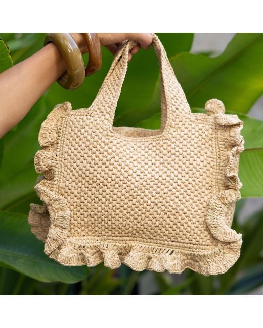Zanatany Concepts Metallic Floute Raffia Bag