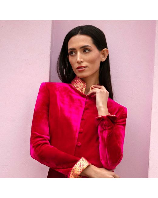 Beatrice von Tresckow Red Raspberry Regal Velvet Grace Jacket